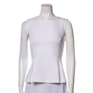 Diane Von Furstenberg White Crewneck Peplum Fitted Tank Top